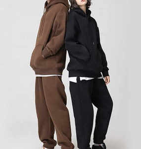 2025 nouveau Design Logo personnalisé de haute qualité unisexe porter 2 pièces Jogging costumes plaine survêtement à capuche hommes survêtement ensembles - Product Image 3