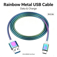 Penjualan Terlaris Langsung dari Pabrik Pengisi Daya Cepat 5V USB A ke Tipe C Pelangi Logam Transfer Data Kecepatan Tinggi Output 2.1A Berbagai Ukuran