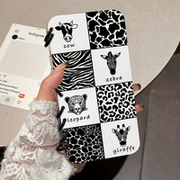 Convient pour iPhone 16pro 15promax 14plus Book case avec Transparent carré Animal Texture