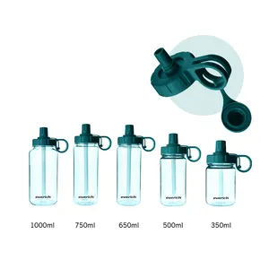 Yeni tasarım 1000ml 32o spor BPA ücretsiz toptan Tritan içme su şişesi spor plastik şişe 1 Litre kolu kapaklı