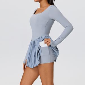 ชุดกีฬารัดรูปเล่นกีฬายิมชุดเล่นฟิตเนสชุดเล่นเทนนิสโยคะพร้อมกางเกงขาสั้น - Product Image 3