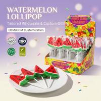 Trendy snacks beschikbaar voor groothandel, aanpasbare 20g watermeloen-vormige lolly's, fruitig hard snoep, zomerse snack