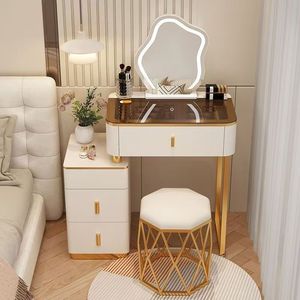 Coiffeuse d'angle avec miroir LED, couleur blanche, en promotion, pour chambre de <span class=keywords><strong>femme</strong></span> - Product Image 1