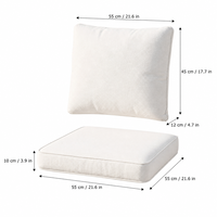 Coussin de chaise de patio anti-UV, résistant à l'eau, séchage rapide, respirant, en mousse, avec housse zippée à nouer, couleur crème, lot de 2 pour l'extérieur