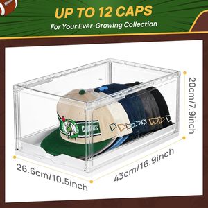 Vtopmart Set di 2 Organizzatori per Cappelli da Baseball in PVC a 6 Pannelli, Supporto Regolabile Trasparente con Vassoio Scorrevole Impilabile, Contiene <span class=keywords><strong>12</strong></span> Cappelli - Product Image 2