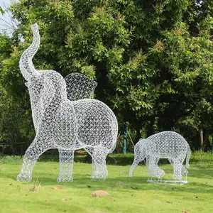 Stainless steel resin art hollow elephants sculpture garden Ornaments animal statue handicraft products