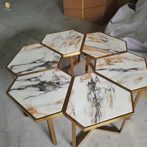 Chất Lượng Cao Kết Cấu Trắng Nhân Tạo Bàn Bằng Đá Cẩm Thạch Văn Phòng Hàng Đầu Hội Nghị Bảng Trang Trí Nội Thất Hình Lục Giác Cánh Hoa Thiết Kế Bàn Cà Phê - Product Image 2
