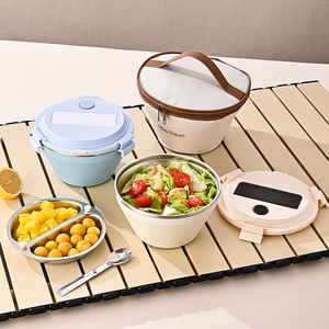 304 Stainless Steel Dual-Tier Lunch <b>Box</b> Plastic Simple Design Prevents Flavor <b>Mixing</b> Includes Utensils BPA Free High Capacity - Product Image 4