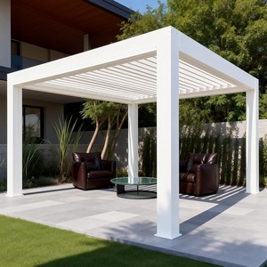 Pergola de style européen avec toit rétractable, persiennes motorisées automatiques, écran pare-soleil, capteur de pluie, revêtement en poudre résistant à la pression - Product Image 2