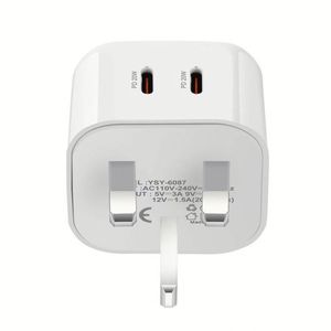 White UK PD Travel Dual USB C Phone Charger PD 20W 40W Fast Power Wall Charger Adapter for Phone 12 13 - Product Image 1