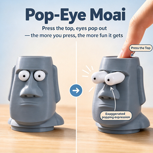 Figura de Cabeza de Moái Impresa en 3D, Juguete Antiestrés con Ojos Saltones, Decoración Divertida para Escritorio, Regalo Creativo para Aliviar el Estrés - Product Image 1