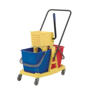 Hôtel plastique acier inoxydable <span class=keywords><strong>lavage</strong></span> atelier ménage hôpital aéroport nettoyage plié main Double seau vadrouille essoreuse <span class=keywords><strong>chariot</strong></span> - Product Image 5