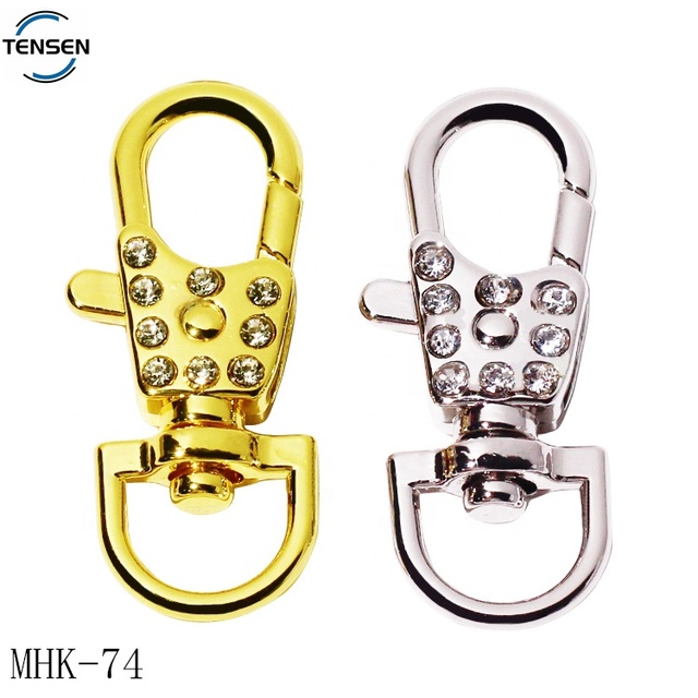 Wholesale Lobster Clasp Keychains Zinc Alloy Lanyard Hardware Rhinestone Snap Hook Hanging Buckle Clips for Dog Collar