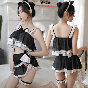 Conjunto de Uniforme de Gata Sexy y Adorable, Vestido con Tirantes para Chica Dulce, Uniforme de Seducción, Lencería de Moda Loli con Diseño de Gata, Ropa de Dormir de Fibra de Poliéster - Product Image 3