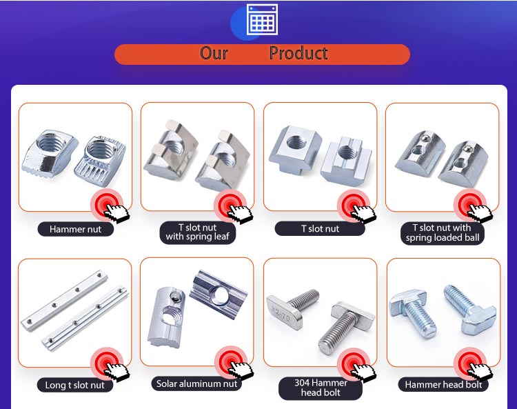 Hardware Fasteners 304 Stainless Steel M8 M6 T Head Track Bolt For Aluminium Profile