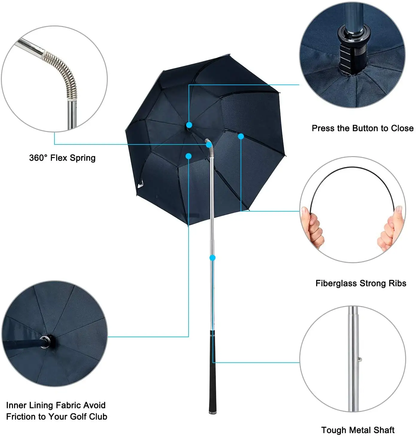 Câu Lạc Bộ Golf Drizzle Phổ Biến Stick Túi Golf Ô Trắng Túi Golf Ô