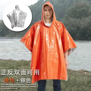 Poncho refletor descartável, casaco de chuva camuflagem para acampamento, sobrevivência emergência, engrenagem e equipamento masculino