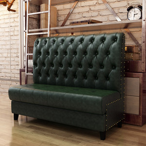 Muebles Modernos de Lujo, Sofá de Cuero y Madera de Estilo Retro para Cafetería o Restaurante, Solución de Asientos Privados - Product Image 3