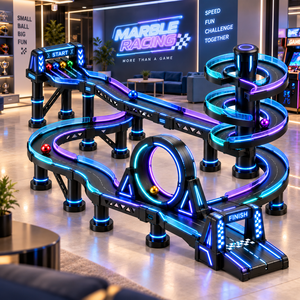 Pista de juego de carreras de canicas multivuelta con obstáculos, sistema inteligente de juego con temática DIY, iluminación LED con logotipo personalizado, para adultos - Product Image 6