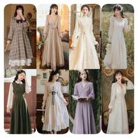 Gaun Wanita Berkualitas Tinggi Motif Bunga Cetak Floral V-Neck Model A-Line Kasual Bahan Chiffon Grosir