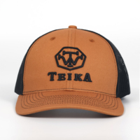 Logotipo de bordado personalizado y logotipo de bordado 3D Gorra de camionero de malla naranja y negra