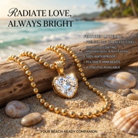 Collier personnalisé en acier inoxydable avec breloques interchangeables, pendentif cœur, perle, cristal, étanche, hypoallergénique, PVD