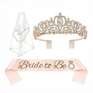 Decoraciones para Despedida de Soltera a Precio de Fábrica, Tiara Nupcial Elegante y Popular, Regalos para Fiesta, Corona de Cristal y Diamantes, Set de Adornos con Banda - Product Image 1