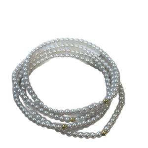 Pulsera de Perlas Redondas de Agua Dulce Natural de 3-4 mm de Alto Brillo, Oro de 18K - 5A+ para Xiaomi - Product Image 5