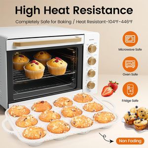 Molde para Hornear Pasteles y Muffins de Silicona Regular con Marco Reforzado de Metal, Antiadherente, Libre de BPA, 12 Cavidades, LFGB - Product Image 5
