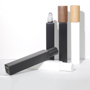 Luxury 3ml Matte Black Square Glass Roll-on Bottle for Perfume/Essential Oil with Steel or Glass Roller for Ball - Product Image 1