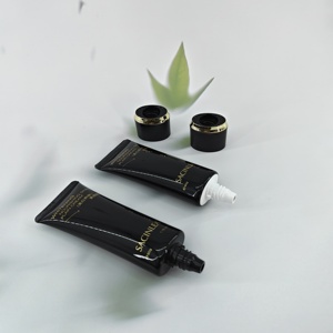 Nouvel arrivage 2026 – Tube cosmétique ovale en plastique noir 50 ml, forme ovale, avec logo personnalisé estampé à chaud doré et capuchon - Product Image 5