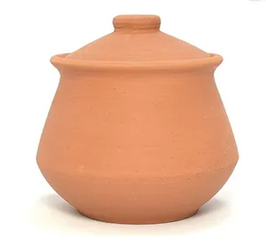 Handmade Clay Pot for Cooking with Lid, Unglazed Terracotta Yogurt Pots,  Small 