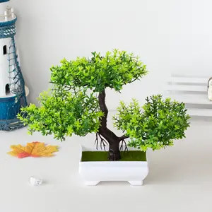 Mini Bonsai plastik yapay dekoratif küçük Bonsai ağaç bitkileri