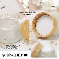GIVELAMI Offre Spéciale Pot en Plastique Cylindrique Givré 150-250ml avec Couvercle Effet Bois pour Emballage Cosmétique Crème Soin Peau Gommage