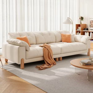 Sofá Moderno, Cómodo, Elegante, Duradero y de Lujo, Personalizado, de Tela Crema, Minimalista, Multiplaza, para Salas de Estar - Product Image 2