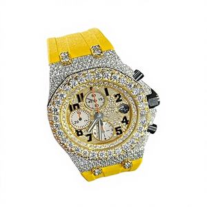 Reloj Cronógrafo de Lujo para Hombre con Incrustaciones de Moissanita, Caja y Correa de Acero Inoxidable en Dos Tonos, Resistente al Agua 10 Bar, Cierre de Pulsera - Product Image 1