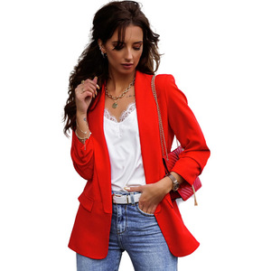 <span class=keywords><strong>Blazer</strong></span> de Poliéster con Cuello de Traje y Manga Regular con Botón de un Solo Grano de Source Factory para Damas - Product Image 2