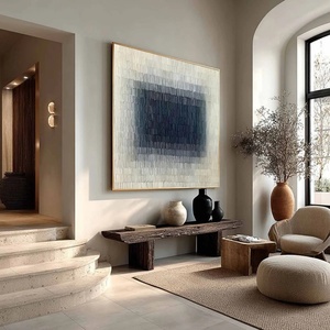 Peinture à l'huile acrylique texturée abstraite minimaliste originale, peinte à la main, sur toile, art mural esthétique encadré - Product Image 4