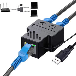 อะแดปเตอร์แยกสัญญาณเครือข่าย RJ45 100mbps สวิตช์แลนอีเธอร์เน็ต พร้อมสายไฟ USB <span class=keywords><strong>1</strong></span> เข้า <span class=keywords><strong>2</strong></span> <span class=keywords><strong>ออก</strong></span> ตัวแปลง RJ45 สำหรับแล็ปท็อป พีซี คอมพิวเตอร์ - Product Image 3