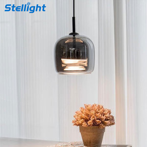 Tùy chỉnh hiện đại Nhà bếp đảo ăn thổi thủy tinh toàn cầu khói màu xám Bong Bóng Mặt dây chuyền treo bespoke Đèn chùm cho cầu thang - Product Image 3