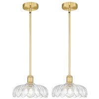 Luminaire suspendu en verre doré style campagne française, hauteur réglable, support de lampe E26, adapté pour la table de chevet et le coin lecture