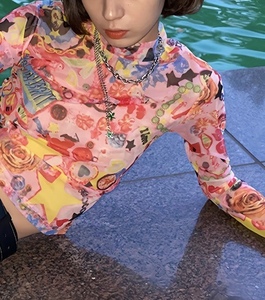 Blusas <span class=keywords><strong>de</strong></span> malla sexy <span class=keywords><strong>de</strong></span> <span class=keywords><strong>manga</strong></span> <span class=keywords><strong>larga</strong></span> para mujer, ropa <span class=keywords><strong>de</strong></span> moda, cuellos <span class=keywords><strong>de</strong></span> <span class=keywords><strong>tortuga</strong></span>, transparentes, fruncidas, tops para salir, conjuntos ajustados - Product Image 4