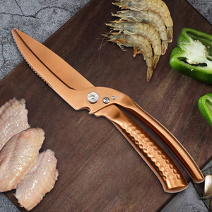 Titanium <b>Kitchen</b> <b>Scissors</b> Gold Stainless Steel Straight Head Multi Purpose Home Use - Product Image 1
