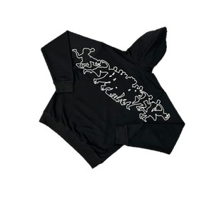 Felpa con Cappuccio Casual Trendy con Ricamo di Piccole Figure e Cerniera Sportiva Esterna - Product Image 5