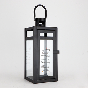 Personalizza lanterna commemorativa nera grigio Vintage cimitero candela lanterna in metallo ferro battuto vetro tempesta vento lanterna candela - Product Image 5