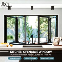 Ventana Plegable de Aluminio con Doble Vidrio Templado Low-E para Cocina, Barra, Exterior de Villa, Ventana Abatible para Casa