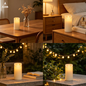 Bougie Pilier LED Sans <span class=keywords><strong>Flamme</strong></span> en Plastique, Écologique, Haute, Ivoire, à Mouvement Automatique 3D, Fonctionnant sur Piles, pour Décoration Intérieure de <span class=keywords><strong>Noël</strong></span> - Product Image 5