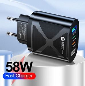 หัวชาร์จแบบพกพา 58W USB+2PD QC3.0 มาตรฐานยุโรป อเมริกา อังกฤษ ออสเตรเลีย ชาร์จเร็ว Type-C สำหรับแล็ปท็อป - Product Image 2