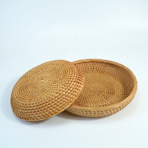 Panier <span class=keywords><strong>de</strong></span> rangement rond en rotin naturel tressé NFS, panier à <span class=keywords><strong>fruits</strong></span> décoratif pour la cuisine, petit panier en osier - Product Image 3
