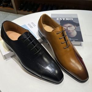 Chaussures Oxford pour hommes en cuir véritable de haute qualité, grande taille, formelles et décontractées, à bout carré, imperméables et respirantes - Product Image 4